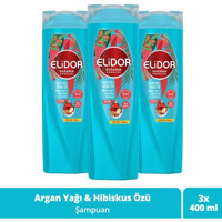 Elidor Bakım Yapan Tüm Saçlar İçin Sülfatsız Keratinli Argan Yağı - Hibiskus Parabensiz Şampuan 3x400 ml