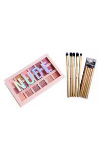 Pretty Beauty New Nude Toz Mat Far Paleti + 5'li Far Fırça Seti