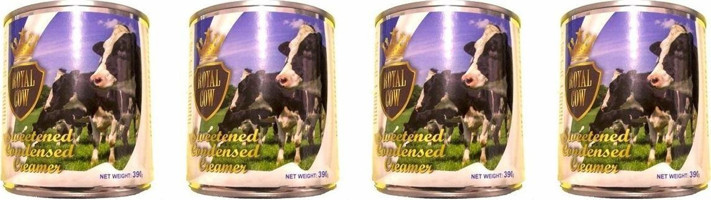 Royal Cow Sweetened Condensed Milk Laktozlu Sade İnek Süt 4x390 gr