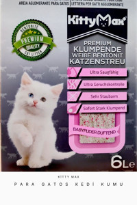 Kittymax Bebek Pudralı Topaklanan İnce Taneli Bentonit Kedi Kumu 6 lt