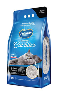 Friends Actived Carbon Topaklanan İnce Taneli Aktif Karbonlu Bentonit Kedi Kumu 10 lt