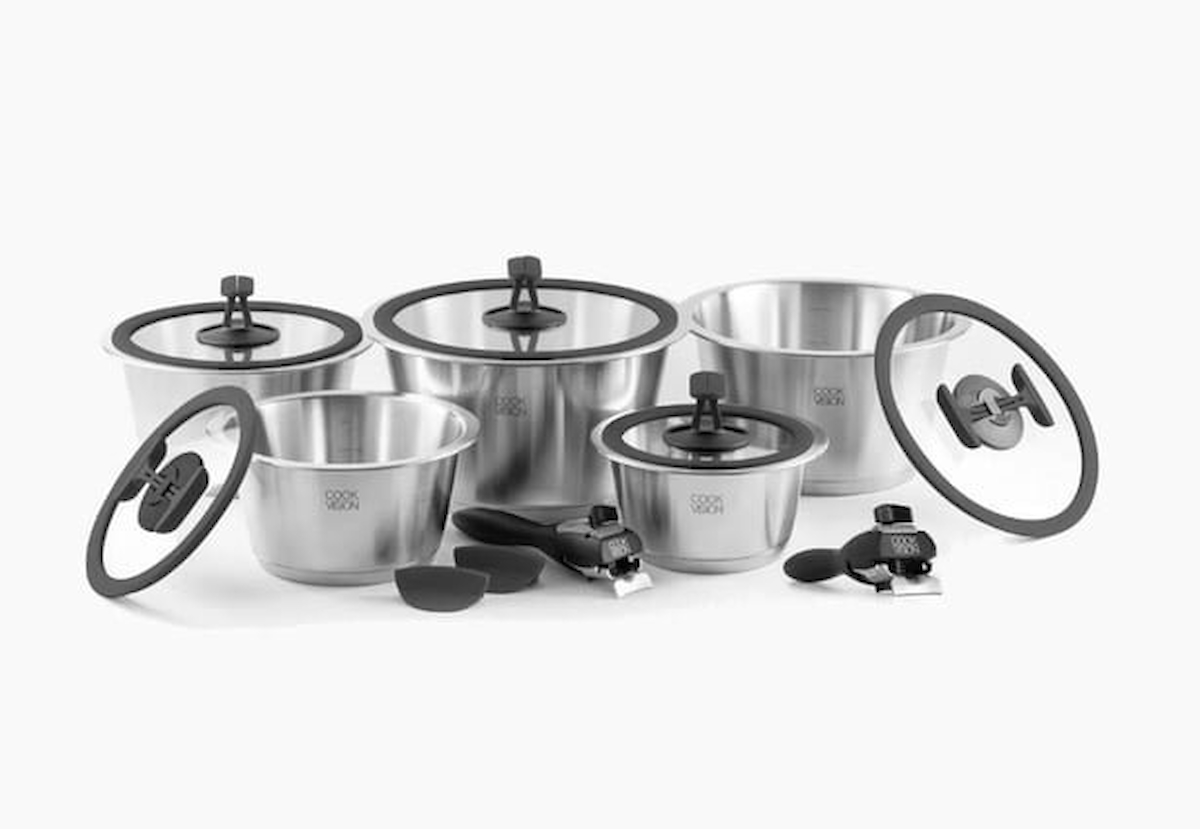 Leggno COOKVISION 1058 14 Parça Cam Kapaklı Bakalit Saplı Paslanmaz Çelik Tencere Seti