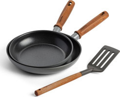 Greenpan Mayflower 3 Parça Kapaklı Ahşap Saplı Granit Tava Seti