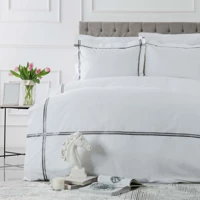 Karaca Home Valse Percale 4 Mevsim 200 x 220 cm Şeritli Desen Çarşaflı Çift Kişilik Nevresim Takımı Gri