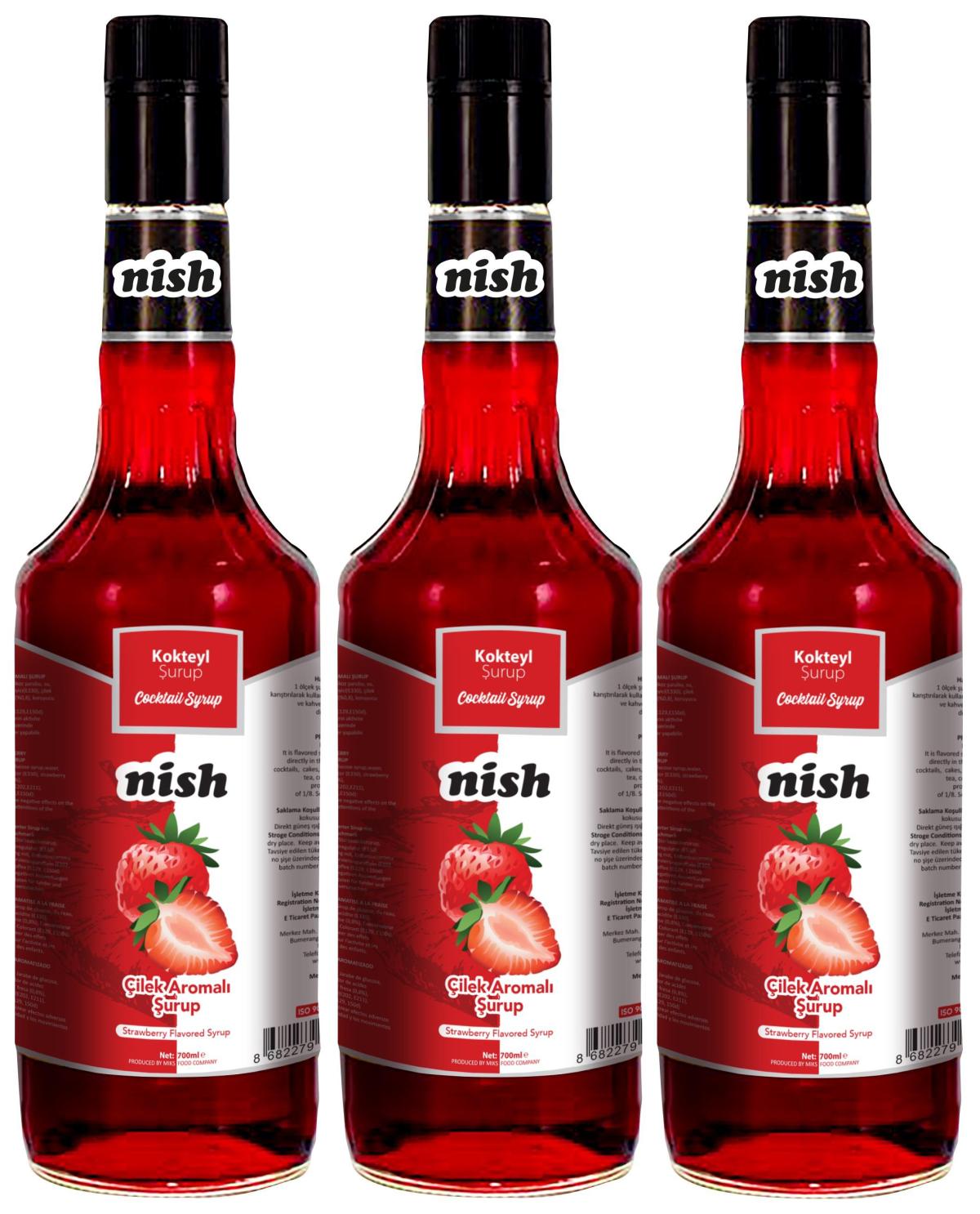 Nish Kahve Çilek Kahve Şurubu 3x700 ml