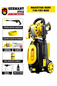 Germany Style 3000 W Deterjan Haznesli Tekerlekli 180 bar Elektrikli Basınçlı Yıkama Makinesi