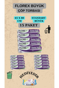 Florex Büyük Boy 65x80 cm Çöp Poşeti 10x15 Adet Siyah