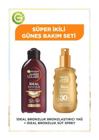 Garnier Ambre Solaire İdeal Bronzluk Bronzlaştırıcı Yağ 200 ml + Garnier Ambre Solaire İdeal Bronzluk Süt Sprey 100 ml
