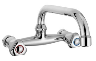 Aquamix Prag Aplike Çift Girişli Çevirmeli Eviye Bataryası Gri