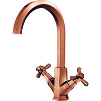 Newarc Hexa 104531S Spiralli Kuğu Çift Girişli Aç Kapa Eviye Bataryası Krom