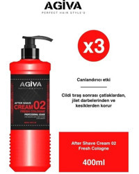 Agiva Cream 02 Fresh Tıraş Kolonyası 3x400 ml