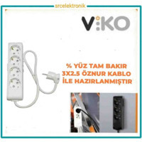 Viko Multi Let Anahtarlı Akım Korumalı 4'lü 28 m Grup Priz Beyaz