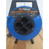 Hiva 3500 W Kalın Topraklı 4'lü 10 m Makaralı Uzatma Kablosu Mavi