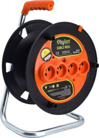 Bylion MK4025 3500 W Kalın Akım Korumalı 4'lü 40 m Makaralı Uzatma Kablosu Siyah