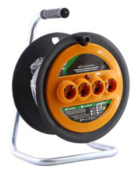 Badem10 Ttr Kablo 3500 W Kalın Topraklı 4'lü 40 m Makaralı Uzatma Kablosu Siyah-Turuncu