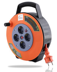 Badem10 Mini 3500 W Kalın Topraklı 4'lü 10 m Makaralı Uzatma Kablosu Turuncu