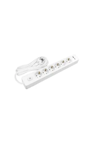 Seldur Topraklı Anahtarlı 6'lı 2 m USB Grup Priz Beyaz