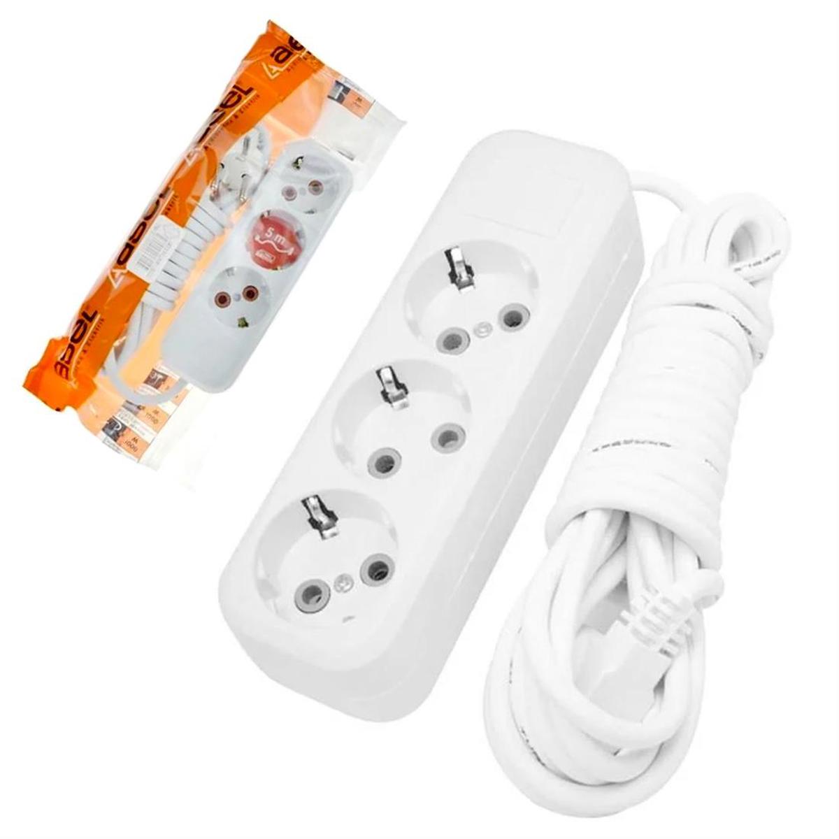 Asel HRD-010863 Topraklı 3'lü 5 m Grup Priz Beyaz