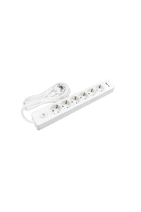 Seldur MS70 Topraklı Anahtarlı 6'lı 2 m USB Grup Priz Beyaz