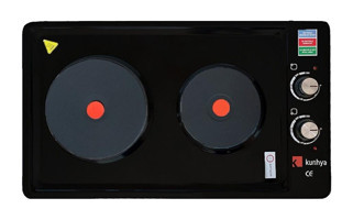 Kunhya 1002-1 Elektrikli Emaye 2 Gözlü Siyah Set Üstü Ocak