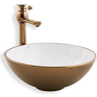 Lena E-5005R Dekoratif Tekli 50 cm Porselen Tezgah Üstü Oval Lavabo Beyaz