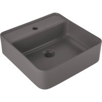 Kale Smartedge Dekoratif Tekli 45 cm Seramik Tezgah Üstü Kare Lavabo Mat Antrasit