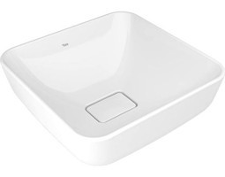 Kale Zero Dekoratif Tekli 40 cm Seramik Tezgah Üstü Kare Lavabo Beyaz