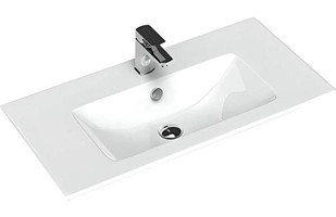 Sanovit Practico Klasik Tekli 80 cm Seramik Tezgah Üstü Dikdörtgen Lavabo Beyaz