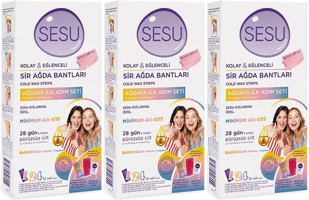 Sesu Kolay & Eğlenceli İlk Adım Seti Bubble Gum Kokulu 3x24 Adet Tüm Vücut Ağda Bandı