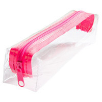 North Bag Pembe Düz PVC Tek Gözlü Sosis Cüzdan Kalemlik