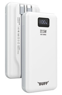 Bufflabs BP18 20000 mAh Hızlı Şarj Dijital Göstergeli USB A & USB C Powerbank Beyaz