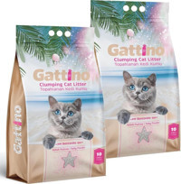 Gattino Bebek Pudralı Topaklanan İnce Taneli Bentonit Kedi Kumu 2x10 lt