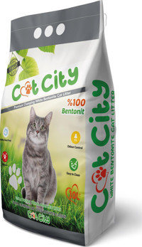Cat City Topaklanan İnce Taneli Aktif Karbonlu Bentonit Kedi Kumu 10 lt