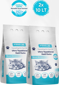 Foodline Marsilya Sabunlu Topaklanan İnce Taneli Bentonit Kedi Kumu 2x10 lt