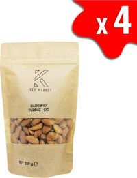 Key Market Çiğ Tuzsuz Organik Tane Badem İçi 4x250 gr