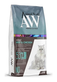 Animal World Multi Color Biftek-Tavuklu Az Tahıllı Yetişkin Kuru Kedi Maması 1.5 kg