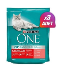 Purina One Sterilised Somonlu Kısırlaştırılmış Az Tahıllı Yetişkin Kuru Kedi Maması 3x800 gr