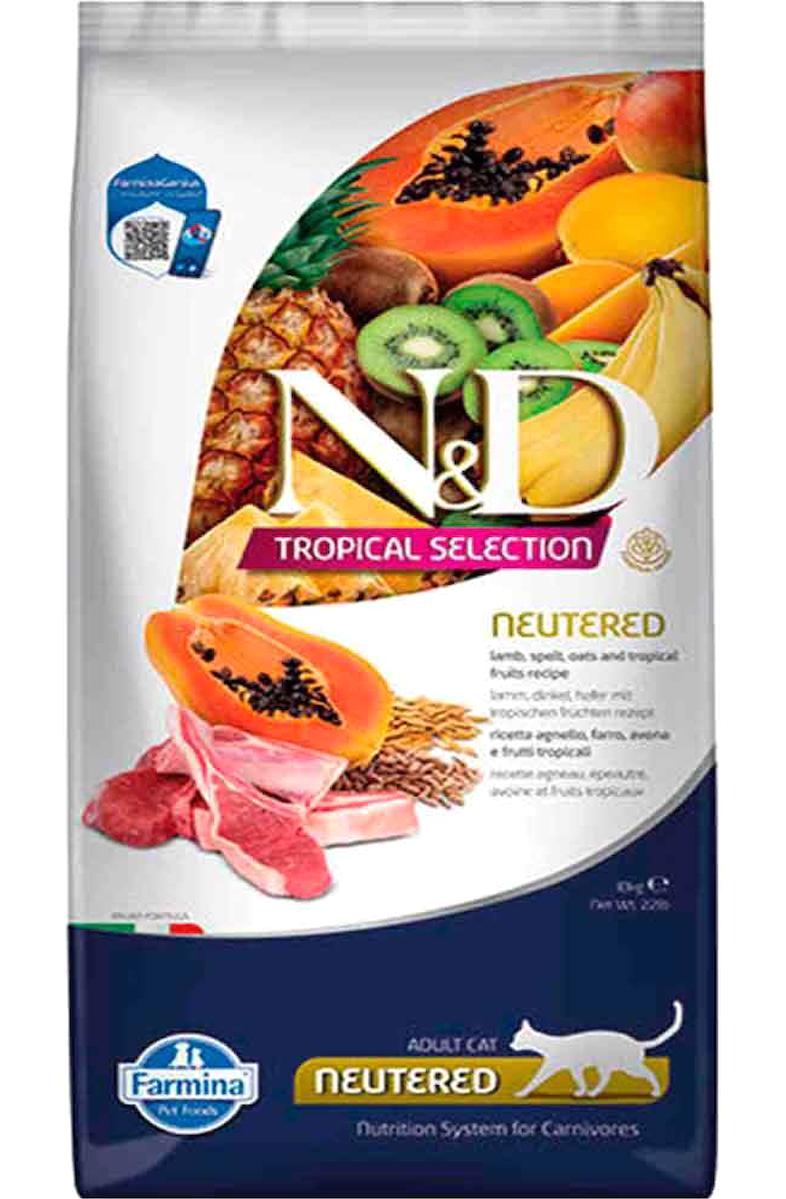 N&d Kuzu Etli-Tropikal Meyveli Kısırlaştırılmış Tahıllı Yetişkin Kuru Kedi Maması 10 kg