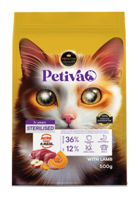 Petiva Kuzu Etli Kısırlaştırılmış Tahıllı Yetişkin Kuru Kedi Maması 500 gr