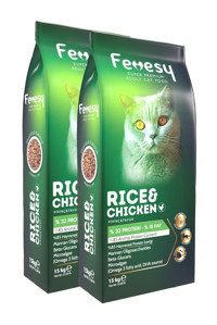 Fevesy Pirinçli-Tavuklu Tahıllı Yetişkin Kuru Kedi Maması 2x15 kg