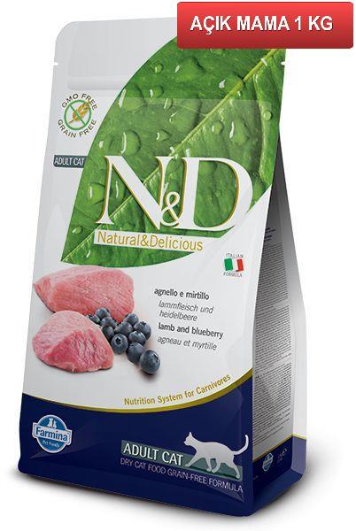 N&d Kuzu Etli-Yaban Mersinli Tahılsız Yetişkin Kuru Kedi Maması 1 kg