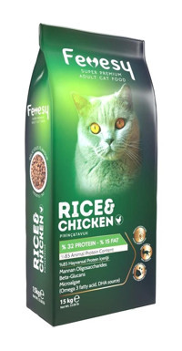 Fevesy Pirinçli-Tavuklu Tahıllı Yetişkin Kuru Kedi Maması 15 kg