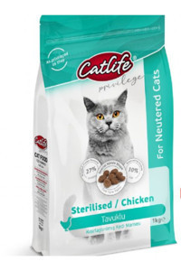 Catlife Tavuklu Kısırlaştırılmış Tahıllı Yetişkin Kuru Kedi Maması 1 kg