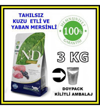 N&d Kuzu Etli-Yaban Mersinli Tahılsız Yetişkin Kuru Kedi Maması 3 kg