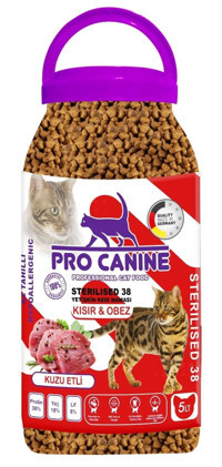 Pro Canine Sterilised Kuzu Etli Kısırlaştırılmış Az Tahıllı Yetişkin Kuru Kedi Maması 5 lt