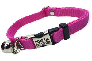 Ayz Aksesuar Zilli Düz Güvenlikli Pembe Ayarlanabilir Gezdirme Boyun Kedi Tasması