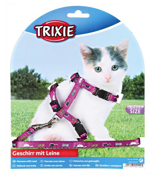Trixie Düz Güvenlikli Pembe Ayarlanabilir Gezdirme Göğüs Kedi Tasması