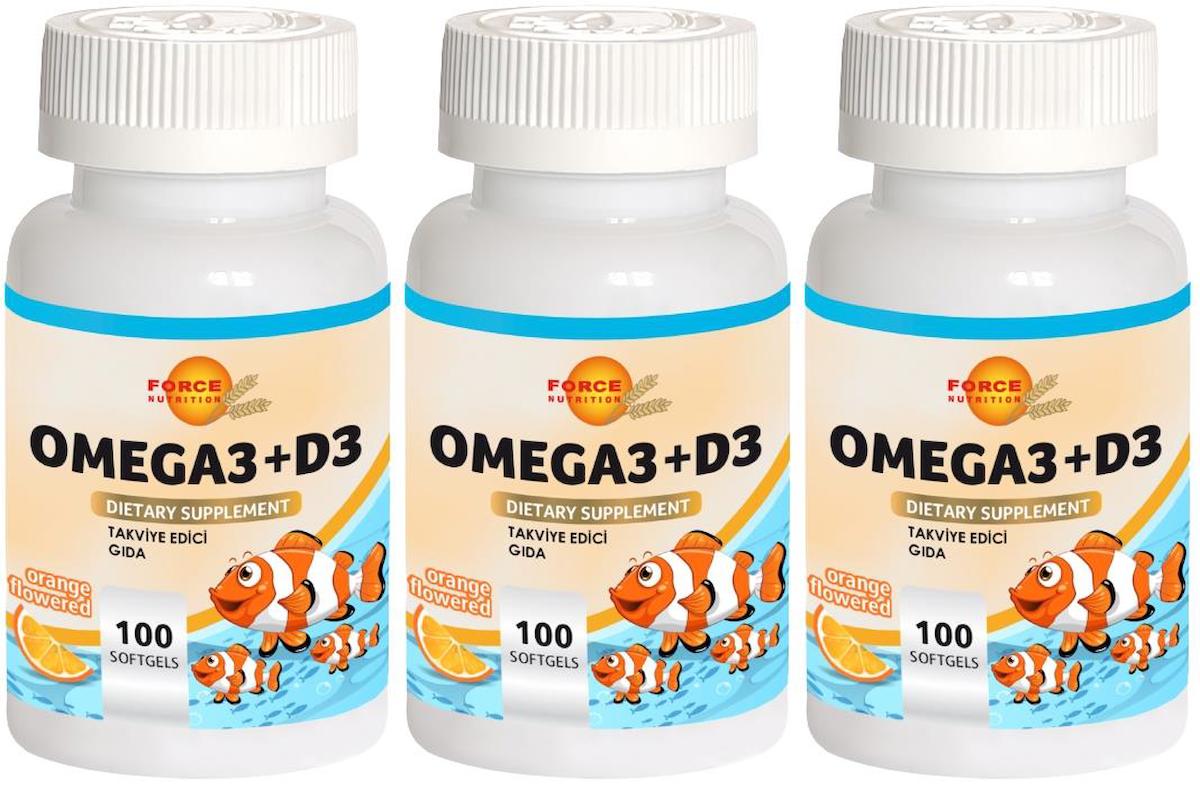 Force Nutrition Portakal Aromalı Omega 3 Balık Yağı Kapsül 300 Adet 3x100 Kapsül
