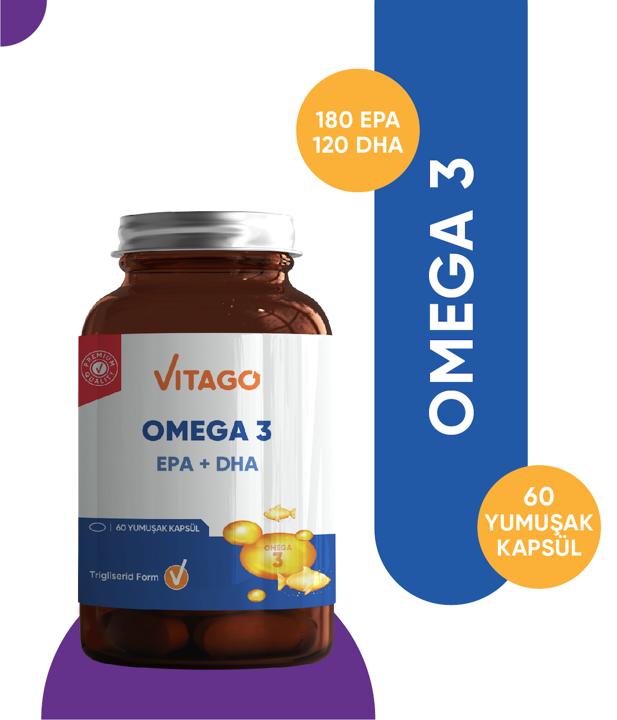 Vitago Premium Omega 3 Kapsül 60 Adet