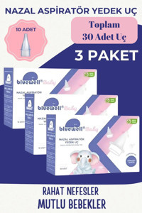 Bluewell Yedek Uç Burun Aspiratörü Şeffaf 3x10 Adet